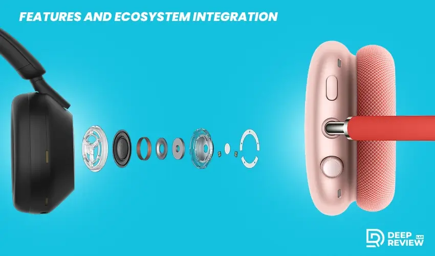 apple airpods max and sony wh 1000xm5 features and ecosystem