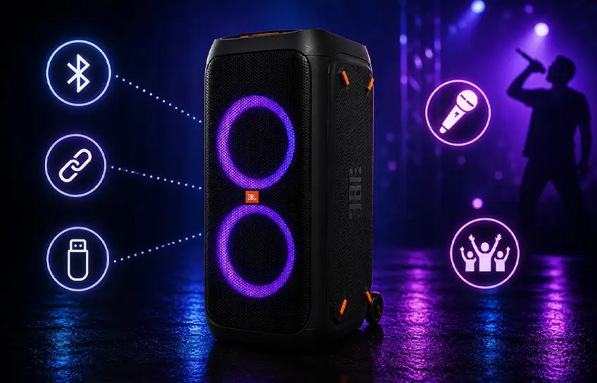 jbl partybox 310 connectivity and extra features