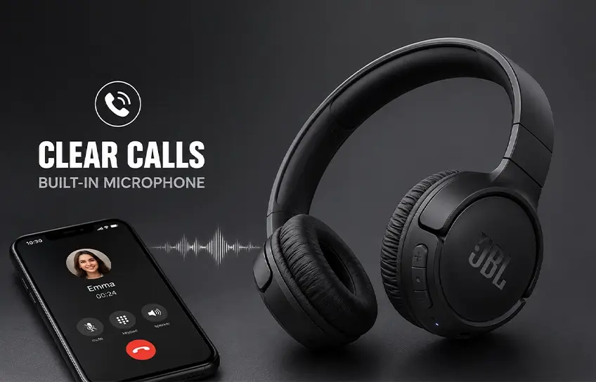 JBL Tune 520BT headphones with built-in microphone for clear calls